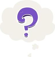 cartoon question mark and thought bubble in retro style vector