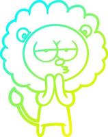 cold gradient line drawing cartoon lion considering vector