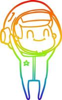 rainbow gradient line drawing happy cartoon astronaut vector