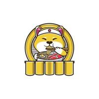 Ramen cat character emblems, badges, labels, logos or t-shirt prints and other uses. vector