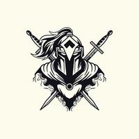 spartan army logo character with crossed sword vector