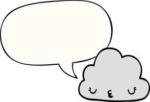 cute cartoon cloud and speech bubble vector