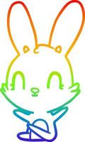 rainbow gradient line drawing cute cartoon rabbit vector