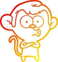 warm gradient line drawing cartoon hooting monkey vector