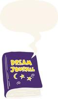 cartoon dream journal and speech bubble in retro style vector