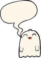 cartoon ghost and speech bubble in comic book style vector