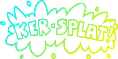 cold gradient line drawing cartoon wording ker-splat vector