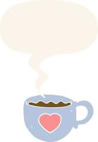 I love coffee cartoon cup and speech bubble in retro style vector