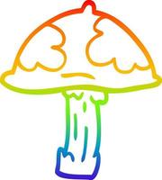 rainbow gradient line drawing cartoon poisonous toadstool vector