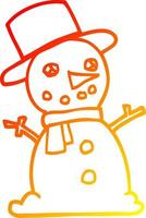 warm gradient line drawing cartoon traditional snowman vector