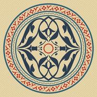 Editable Traditional Turkish Tulip Floral Circle Motif Vector Pattern in Flat and Vintage Style for Ottoman Culture and Tradition Related Design