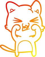 warm gradient line drawing cartoon cat hissing vector