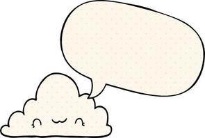 cute cartoon cloud and speech bubble in comic book style vector