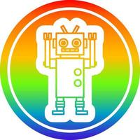 dancing robot circular in rainbow spectrum vector