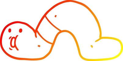 warm gradient line drawing cartoon surprised worm vector