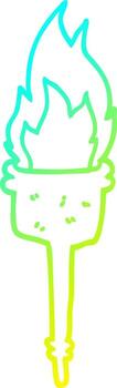 línea de gradiente frío dibujo dibujos animados antorcha llameante vector