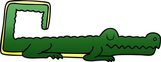 quirky gradient shaded cartoon crocodile vector