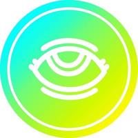 eye symbol circular in cold gradient spectrum vector