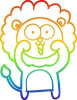 rainbow gradient line drawing happy cartoon lion vector