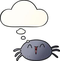 cartoon spider and thought bubble in smooth gradient style vector