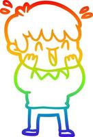 arco iris gradiente línea dibujo dibujos animados riendo niño vector