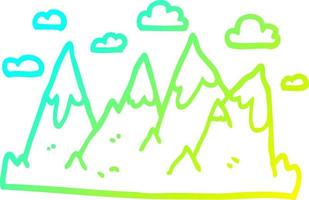 cold gradient line drawing cartoon mountain range vector