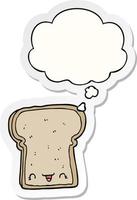 cute cartoon slice of bread and thought bubble as a printed sticker vector