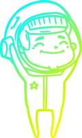 línea de gradiente frío dibujo feliz astronauta de dibujos animados vector