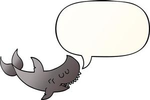 tiburón de dibujos animados y burbuja de habla en estilo degradado suave vector