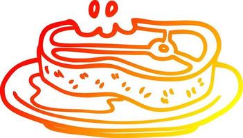 warm gradient line drawing cartoon rare steak vector