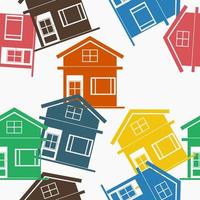 Editable Flat Monochrome Houses Vector Illustration Icons Seamless Pattern in Various Color for Creating Background of Property or Lodging Related Design