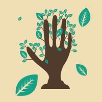 Editable Flat Syle Unique Hand Illustration as Tree Vector Art for Ecology or Earth Day and Environment Related Design