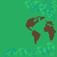 Editable World Maps Vector Illustration in Flat Style for Earth Day or Green Life Environment Related Text Background