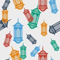 estilo plano editable varios colores lámpara de ramadán árabe ilustración vectorial patrón sin costuras para crear un fondo de tradición cultural árabe y momentos islámicos relacionados con el diseño vector