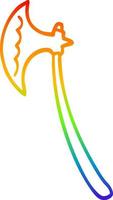 rainbow gradient line drawing cartoon medieval axe vector