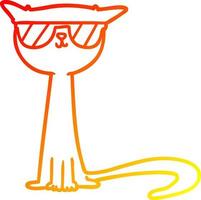 warm gradient line drawing cartoon cool cat vector