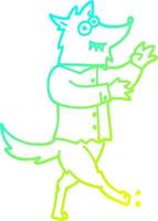 cold gradient line drawing cartoon werewolf vector