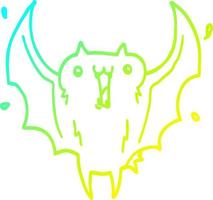 cold gradient line drawing cartoon happy vampire bat vector