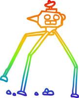 rainbow gradient line drawing cartoon space rocket vector