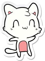 sticker of a cartoon happy cat vector