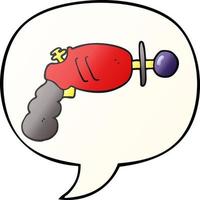 cartoon ray gun and speech bubble in smooth gradient style vector