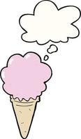 cartoon ice cream and thought bubble vector