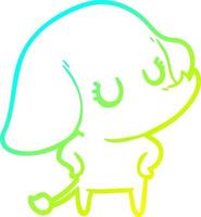 cold gradient line drawing cute cartoon elephant vector