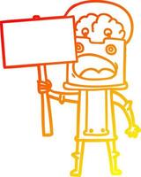 warm gradient line drawing cartoon robot vector