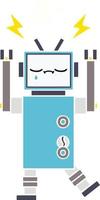 flat color retro cartoon robot vector