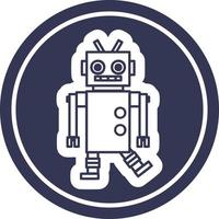 dancing robot circular icon vector