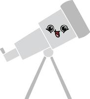 flat color retro cartoon telescope vector