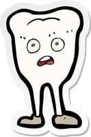 sticker of a cartoon yellowing  tooth vector