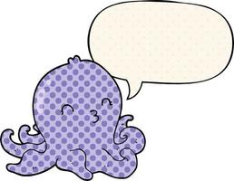 cartoon octopus and speech bubble in comic book style vector