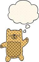 cartoon bear and thought bubble in comic book style vector